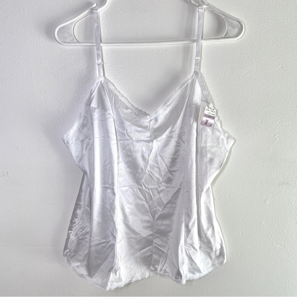 Vintage satin cami top sheer lace trim lingerie size large x-large